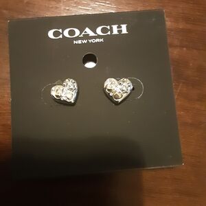 Coach Silver Heart Stud Earrings